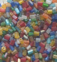50g 5x4x2mm Transparent Matte Iris Multi Mix Tile Beads